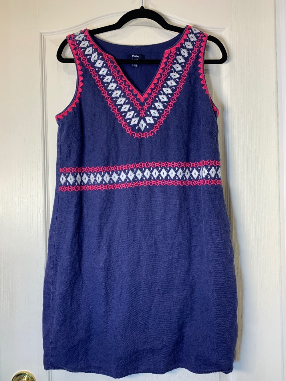 Hatley Linen Embroidered Summer Dress Blue Pink White‎ Canadian Brand M